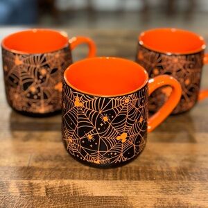 Orange and Black Mickey Head Spiderweb Mug Set